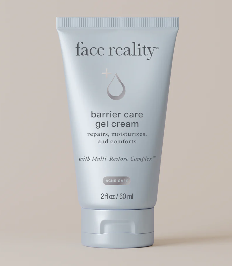 Face Reality Barrier Care Gel Cream lightweight moisturizer to strengthen the skin barrier, provide long-lasting hydration, and support acne-prone and sensitive skin at The Skyn Distillery Wayzata Minnesota.